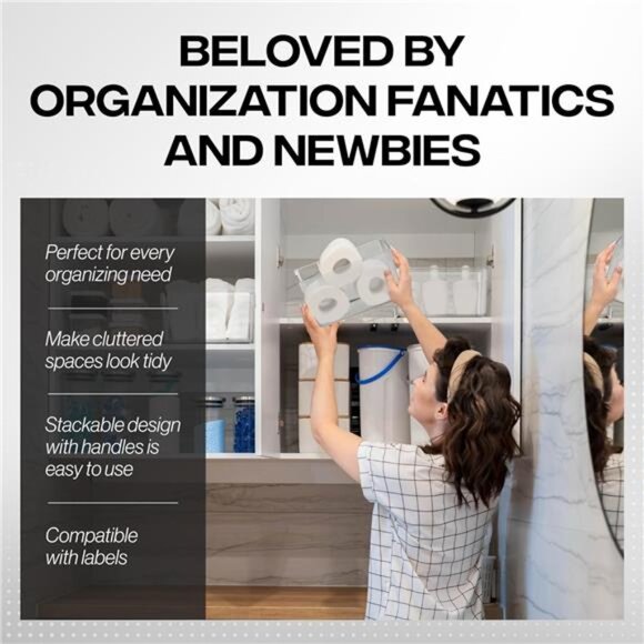 Clear Plastic Storage Bins – Pantry Organizers & Storage Containers Cabinet - Picture 6 of 7